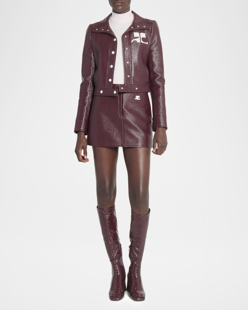 courrèges Textured Vinyl Crop Jacket outlook