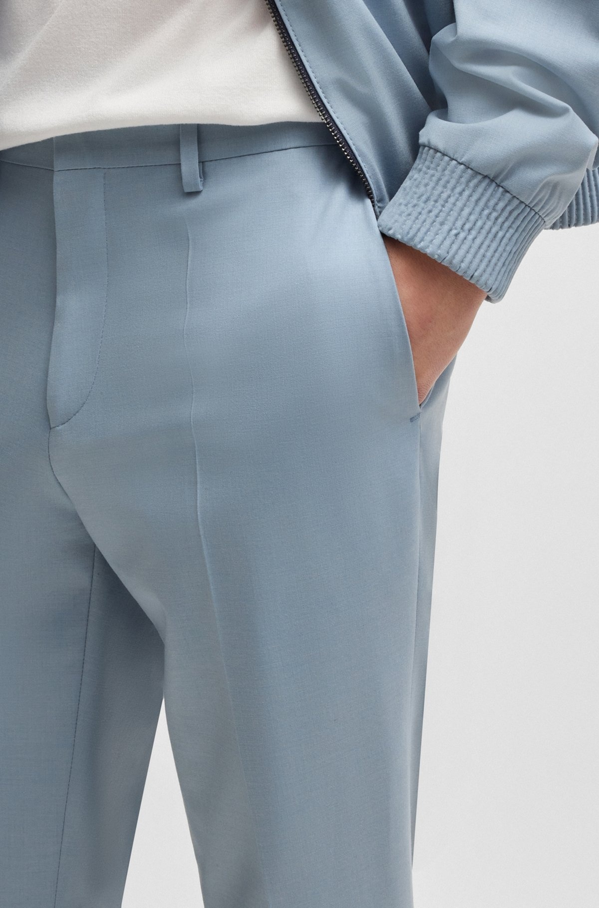 EXTRA-SLIM-FIT TROUSERS IN WOOL STRETCH POPLIN - 5