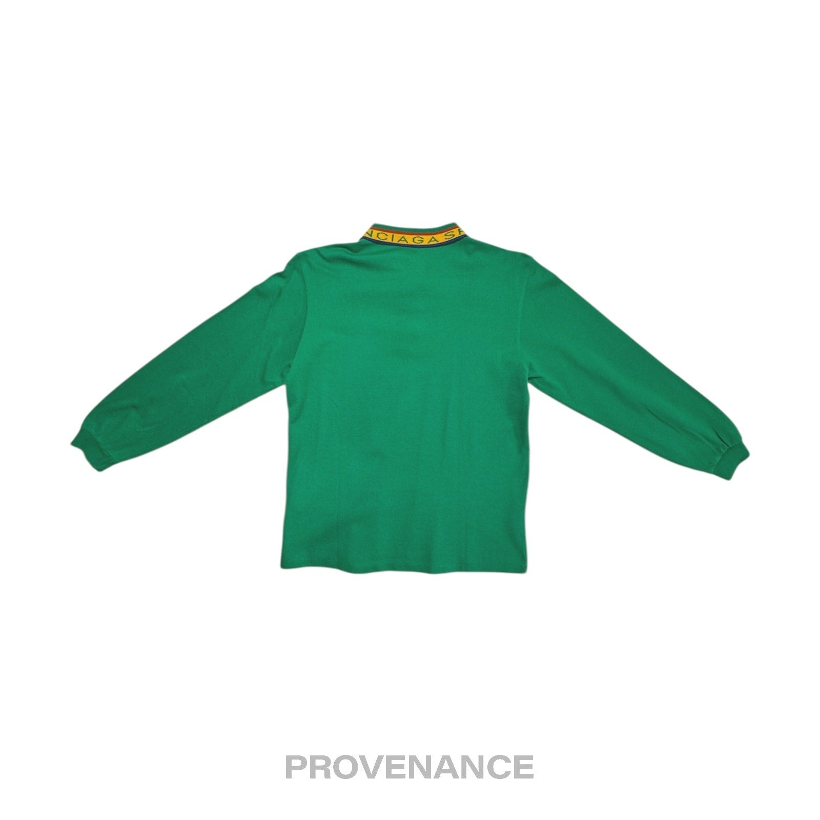 Balenciaga Sports Pique Polo Shirt - Green Embroidered M - 2