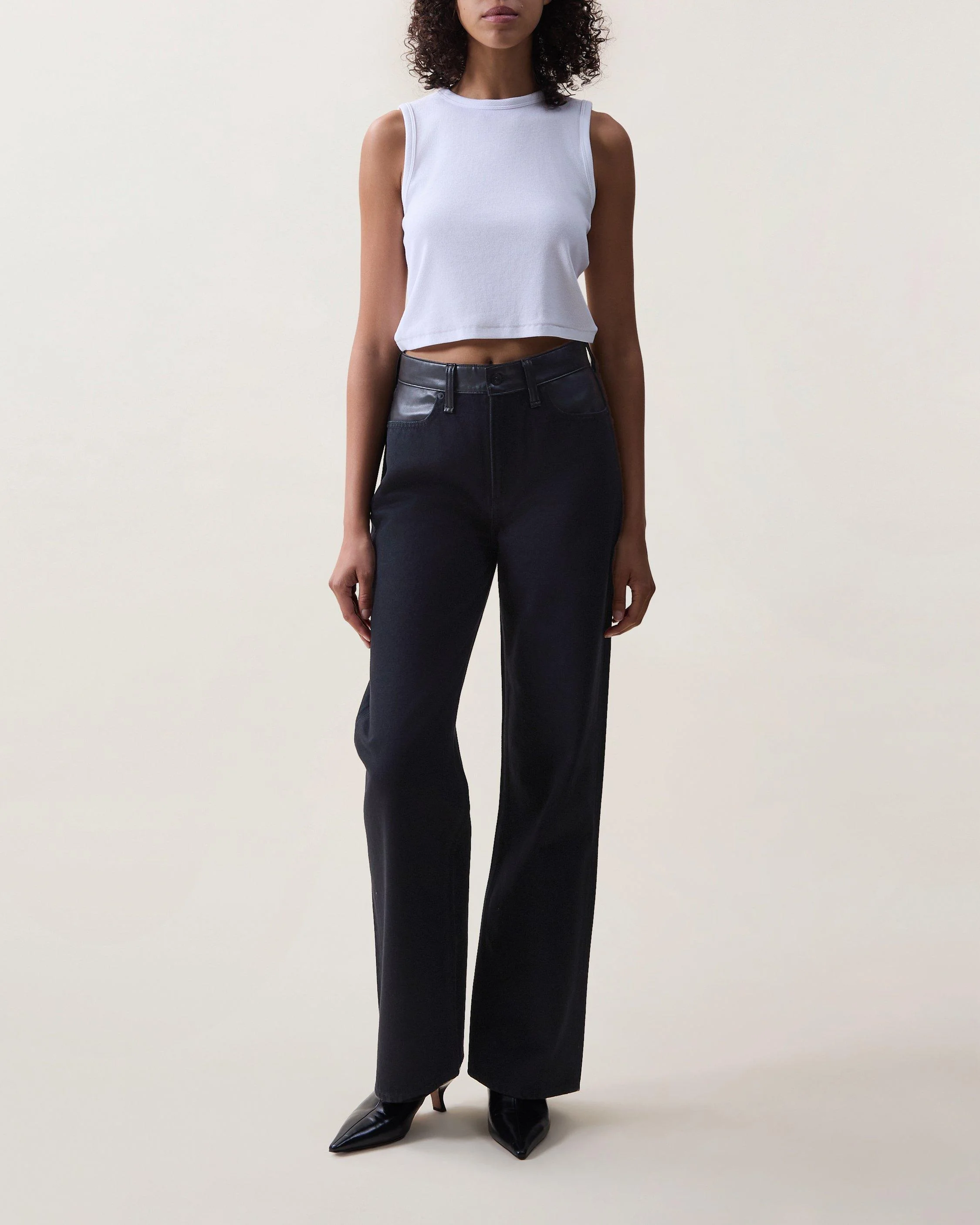 Lori Wide-Leg Jeans Lightweight Rigid in Black Combo - 1