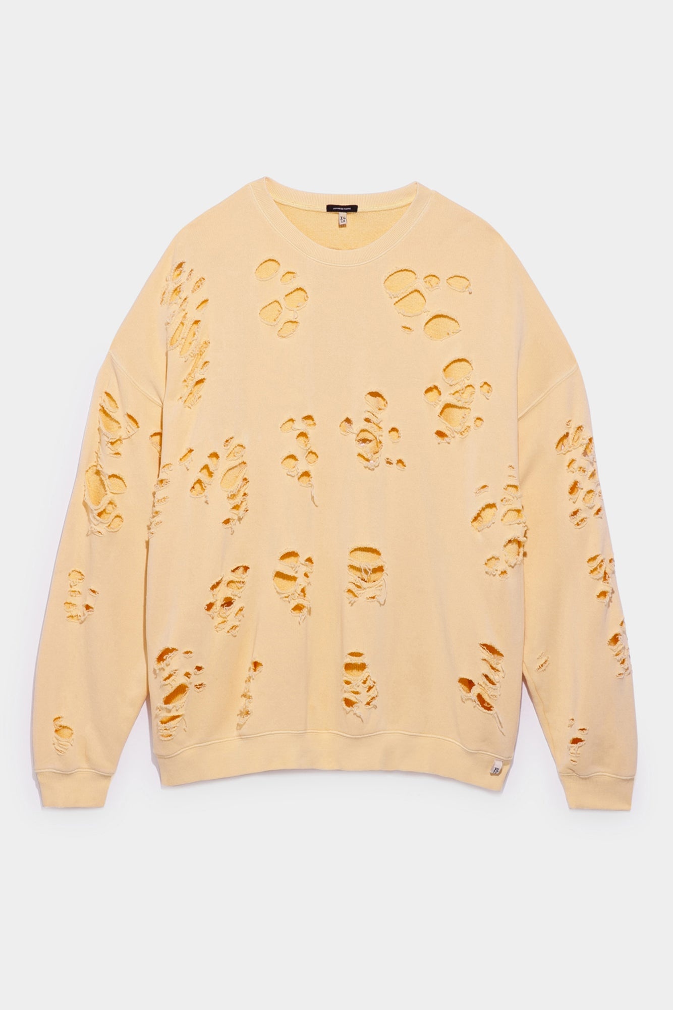 Distressed Oversized Crewneck - Yellow | R13 Denim Official Site - 4