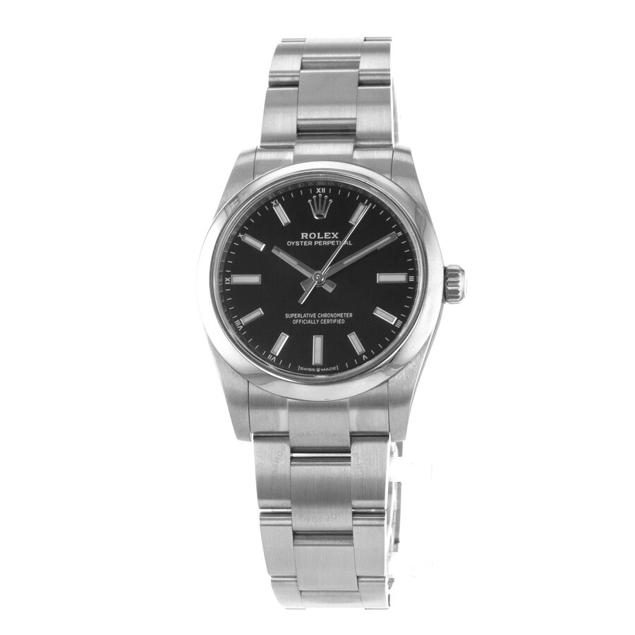 Pre-owned Rolex Oyster Perpetual 34 Automatic Chronometer Black Dial Men's Watch 124200 BKSO - 4