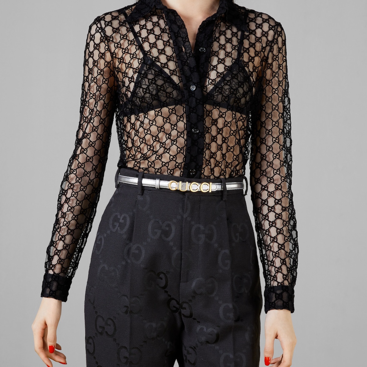 Gucci buckle thin belt - 3