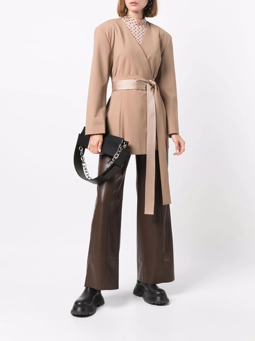 long-sleeve tied-waist jacket - 2