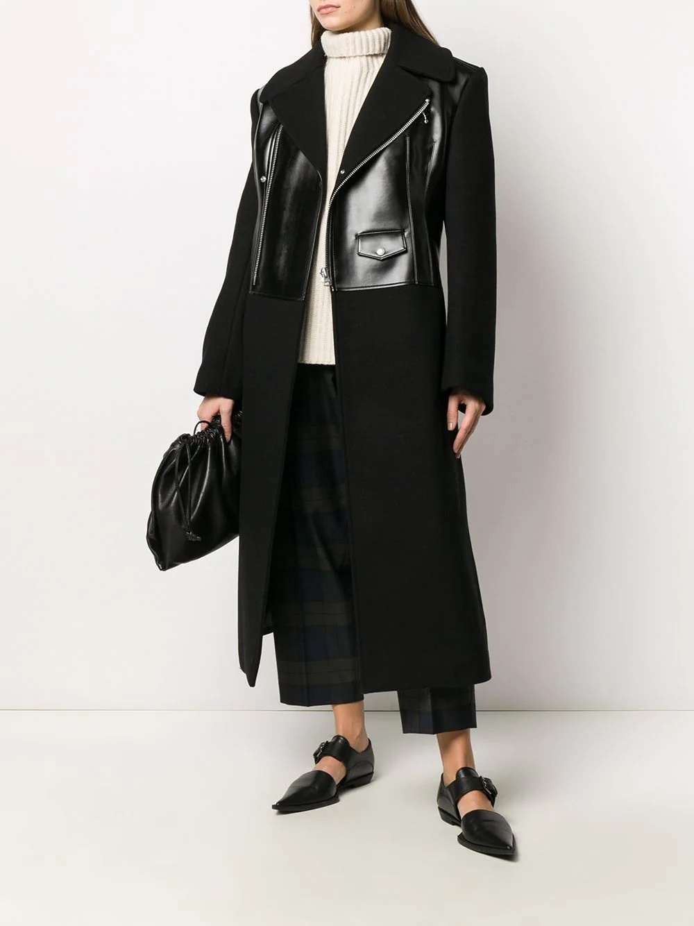 biker panel long-length coat - 2