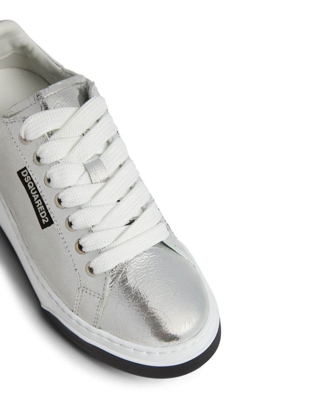 metallic-finish lace-up sneakers - 5
