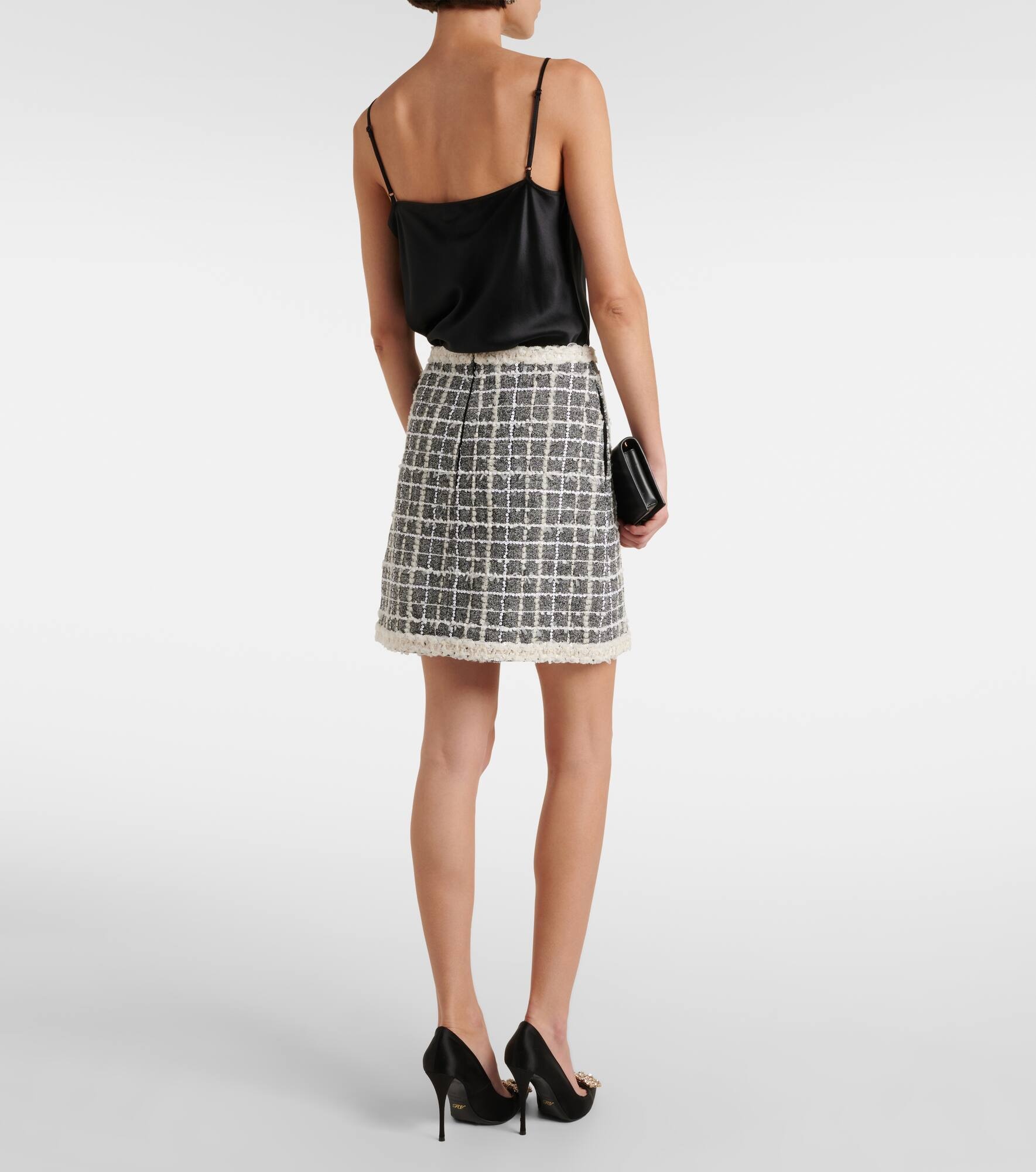 Checked wool-blend bouclé miniskirt - 3