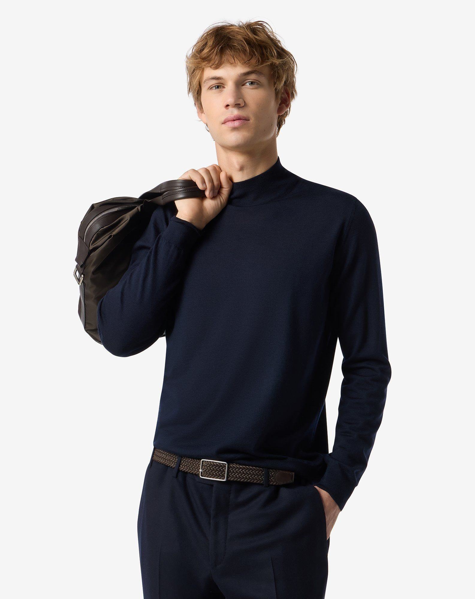 Blue ultra fine 120's wool turtleneck - 2