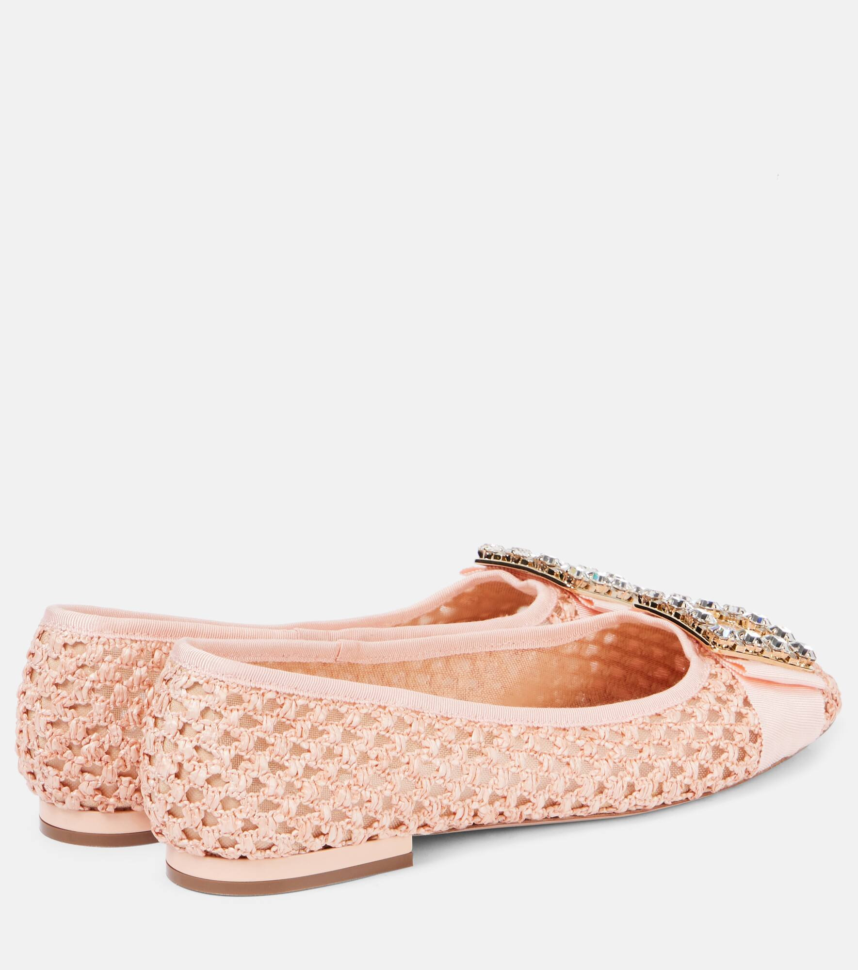 Tres Vivier embellished raffia ballet flats - 2
