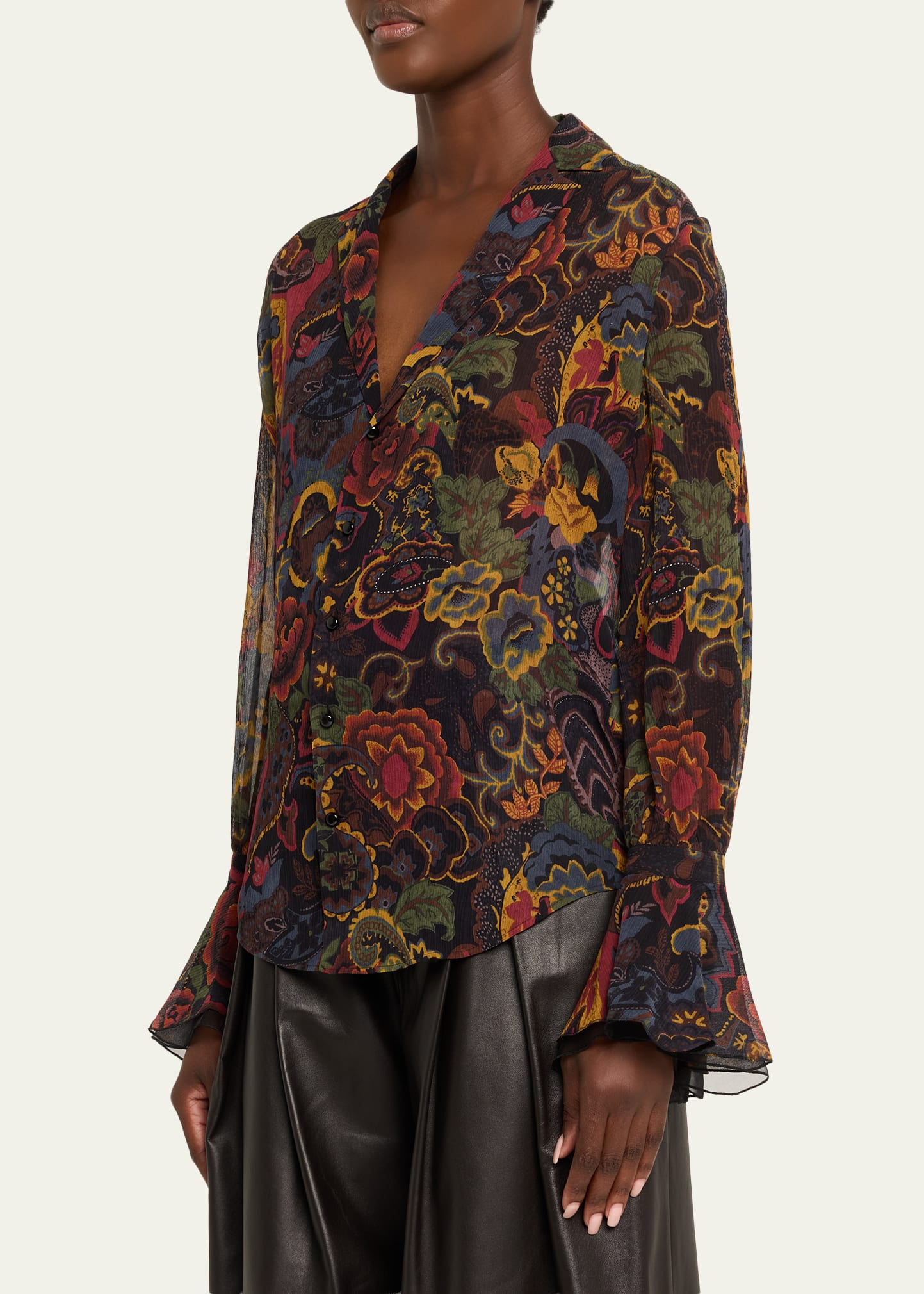 Jolie Ruffle Crinkle Chiffon Blouse - 4