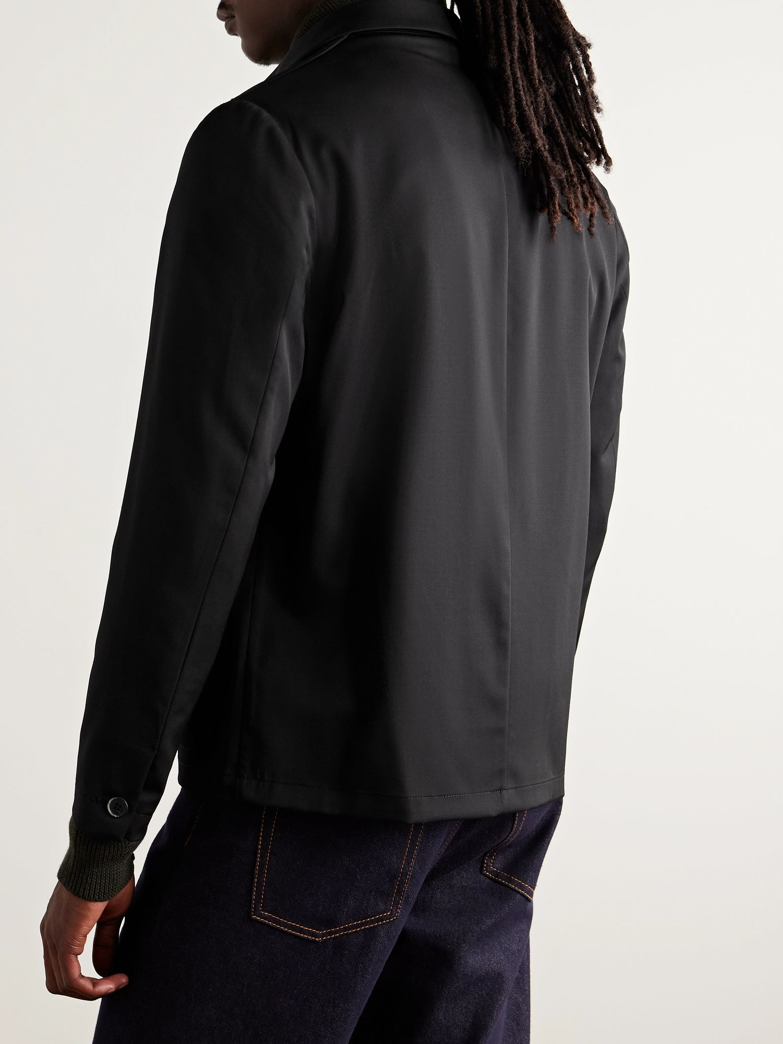 Visal Virgin Wool-Blend Twill Overshirt Black - 3
