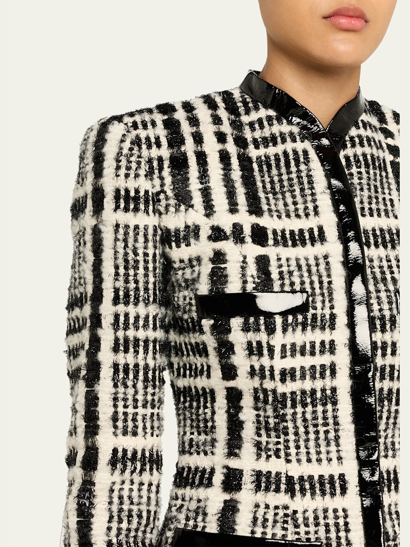 Check Tweed Single-Breasted Tailored Jacket 5