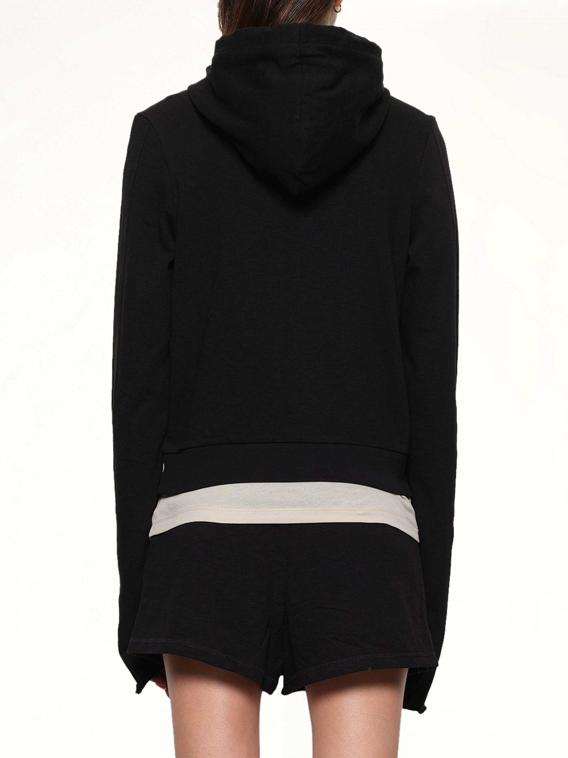 Lightweight Cropped Zip-Up Hoodie in Black - 5