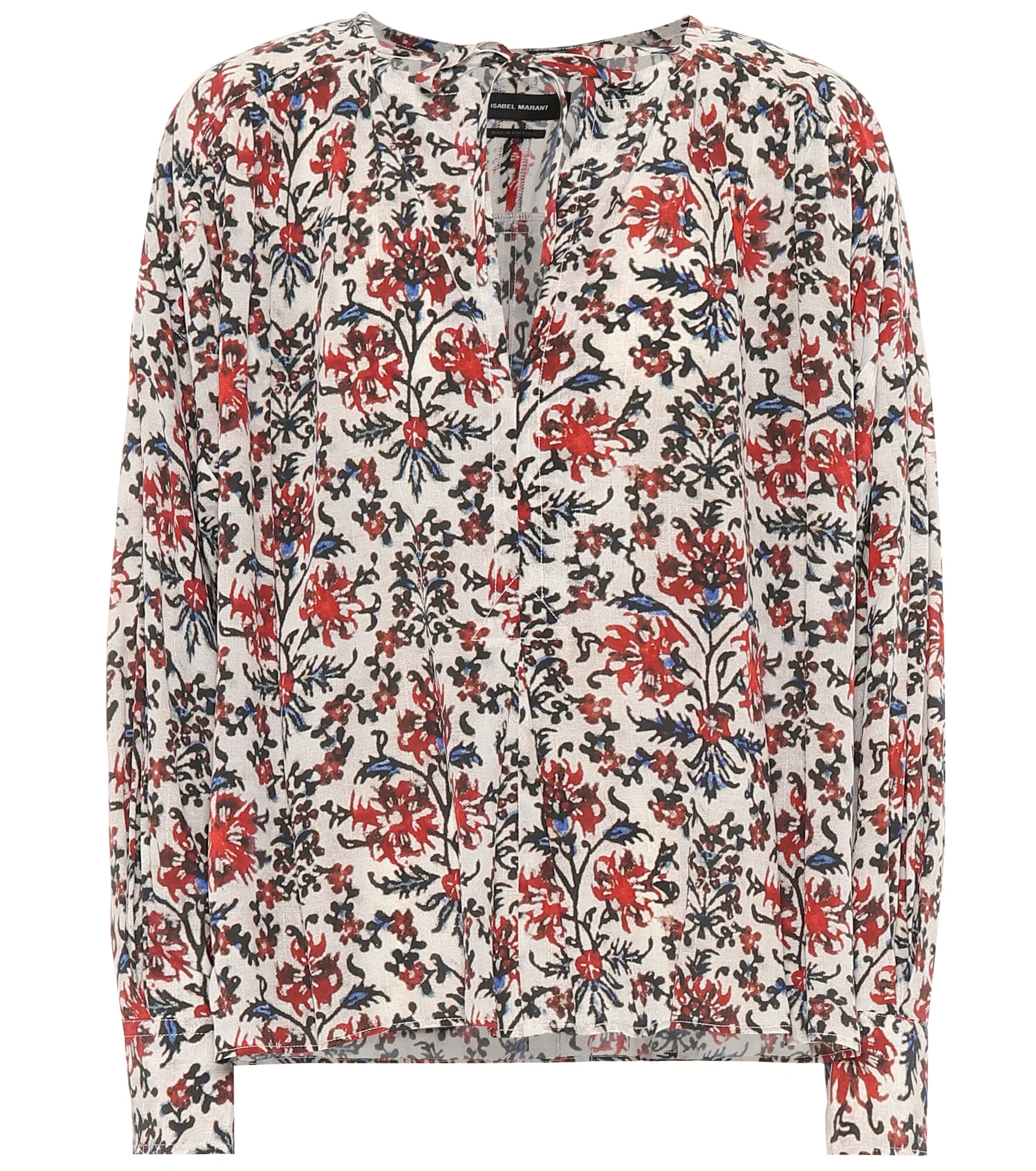 Amba floral stretch-silk blouse - 1