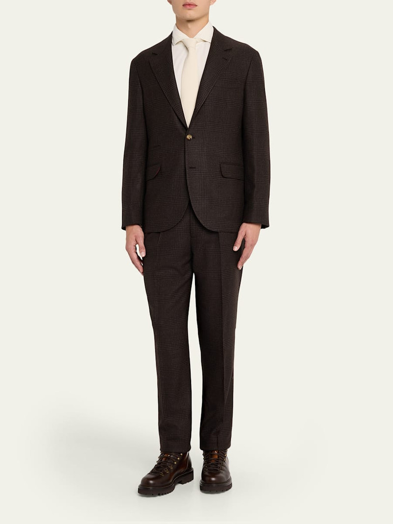 Brunello Cucinelli Men's Wool, Cashmere and Silk Prince of Wales Suit outlook
