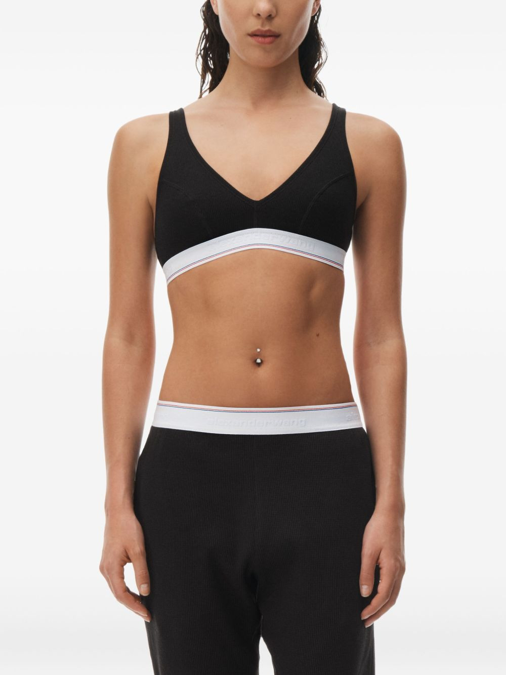 Waffle elasticated-waist track pants - 5