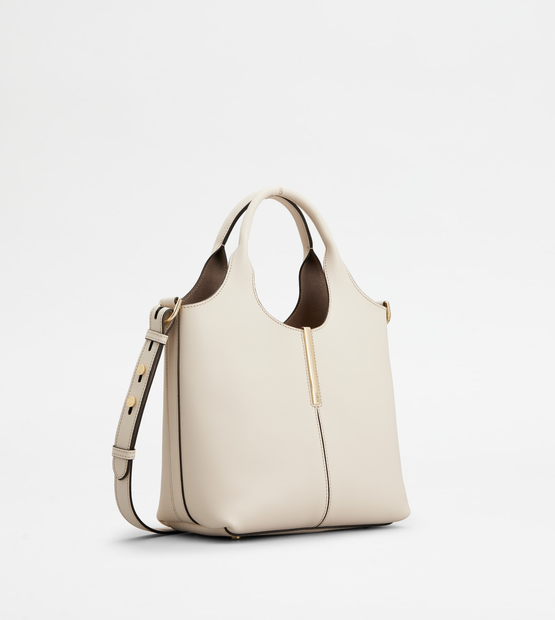TOTE SHOPPING BAG IN LEATHER MINI - WHITE - 2