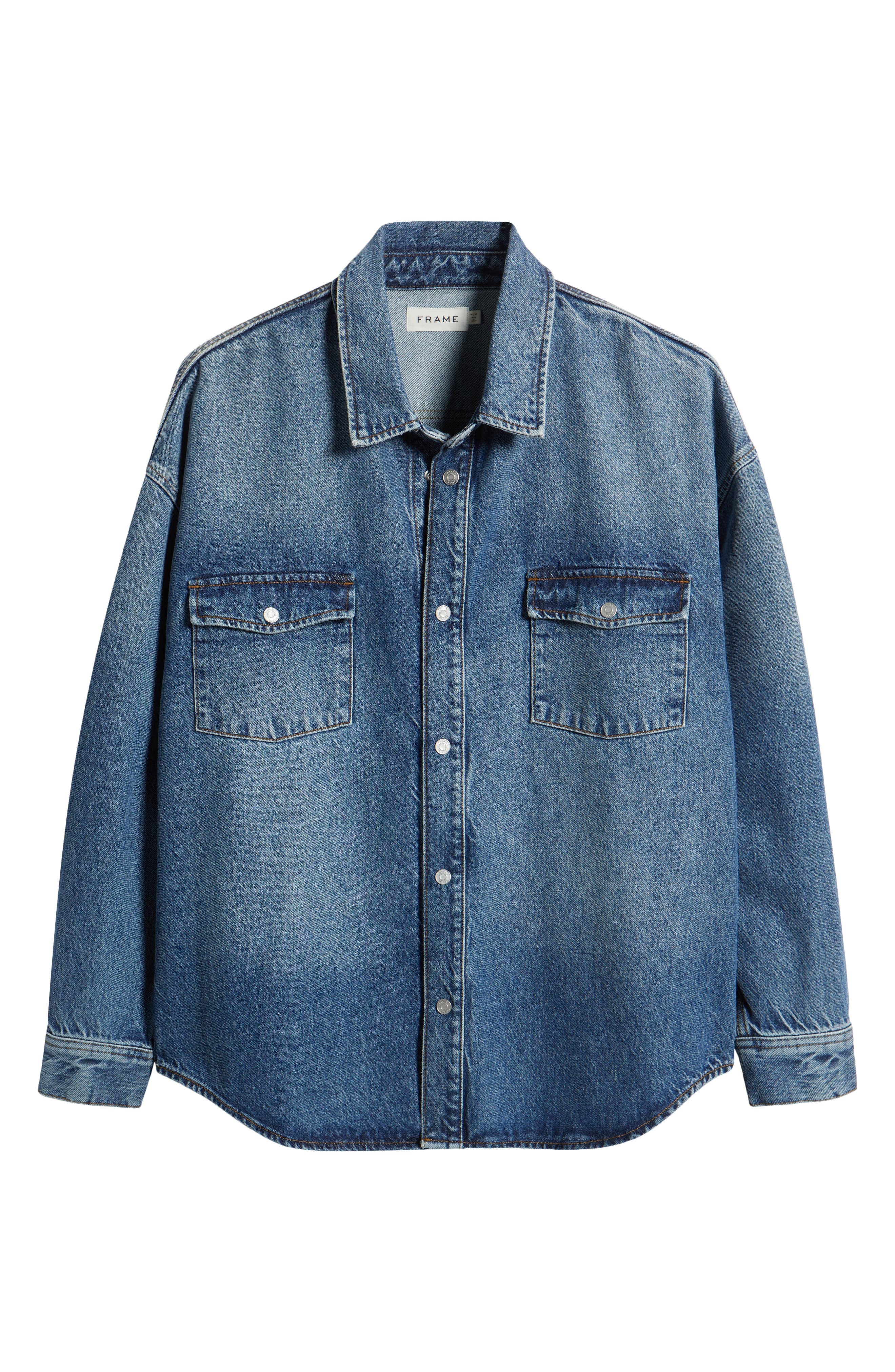 FRAME Relaxed Double Pocket Denim Shirt Jacket in Briset at Nordstrom - 6