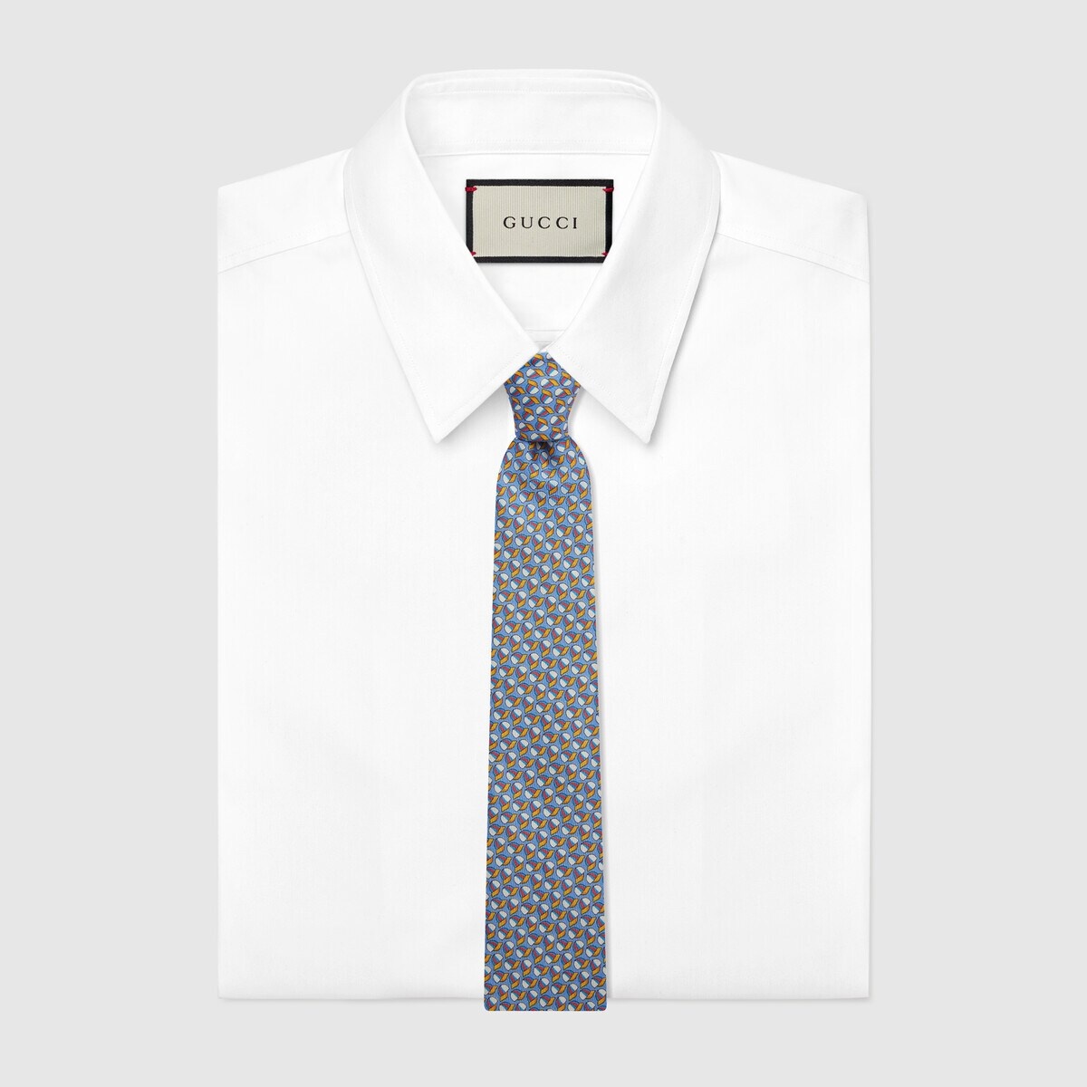 Interlocking G baseball hat print silk tie - 2