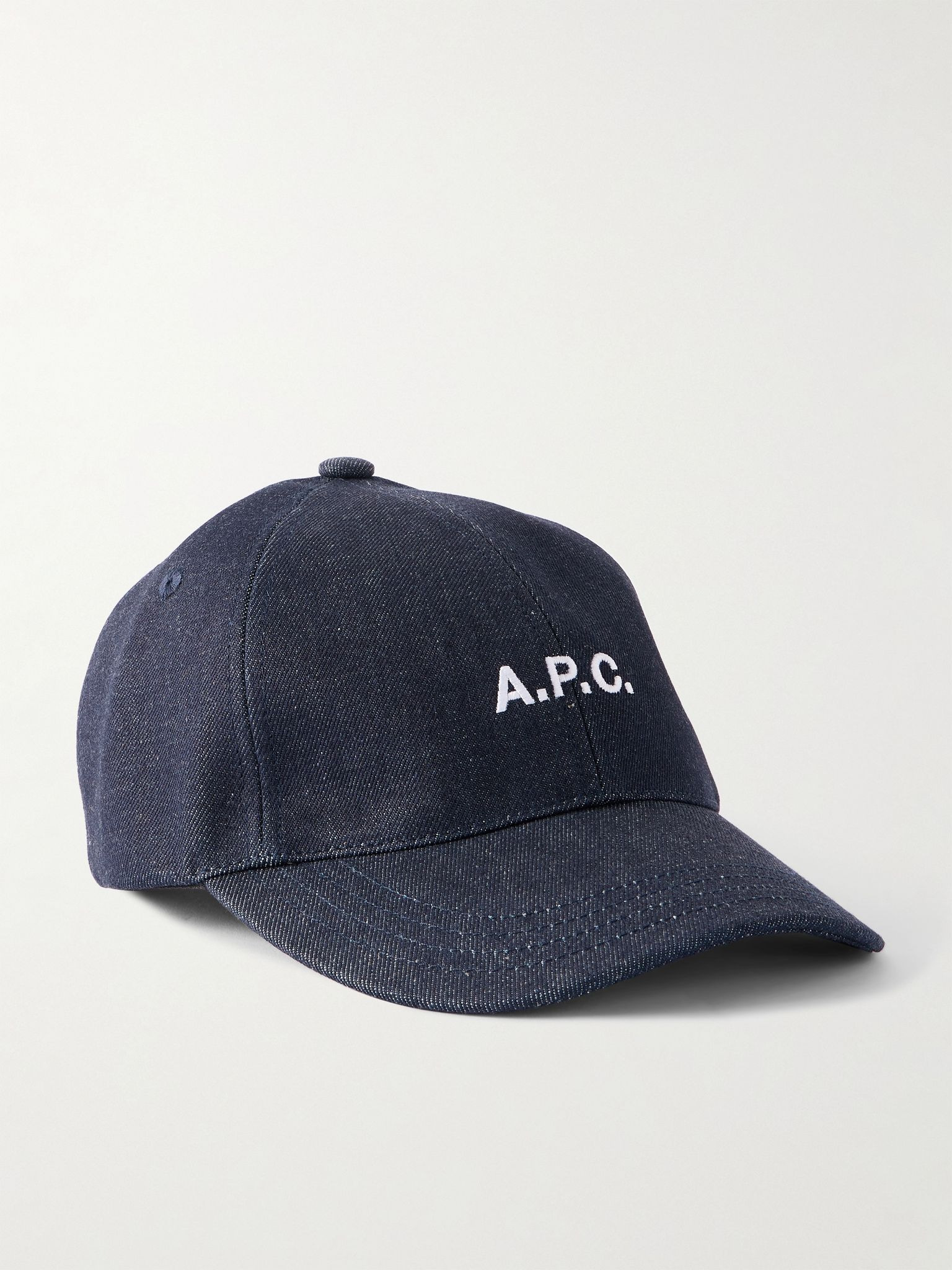 Charlie Logo-Embroidered Denim Baseball Cap Blue - 1