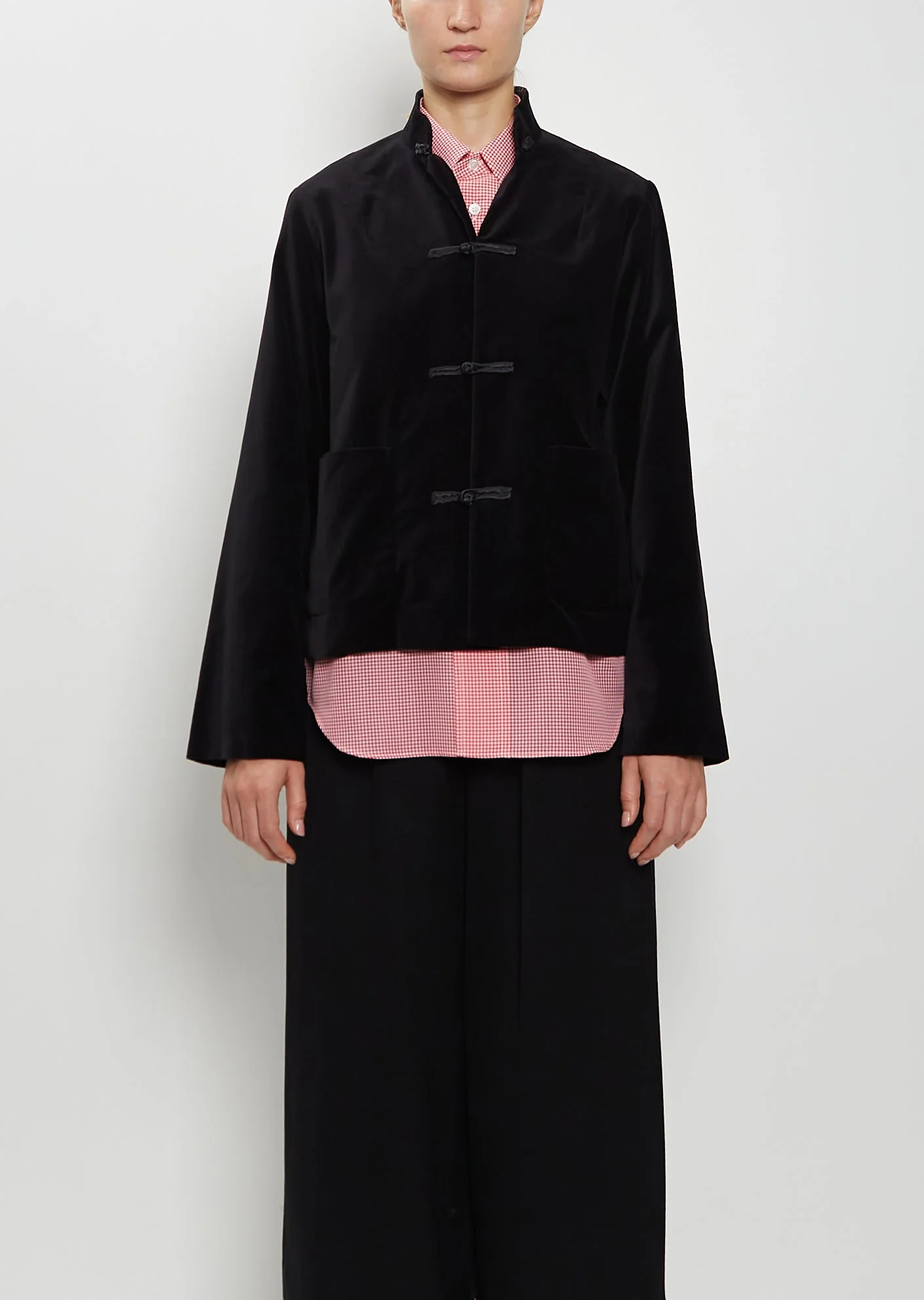 Stand Collar Velvet Jacket - 1