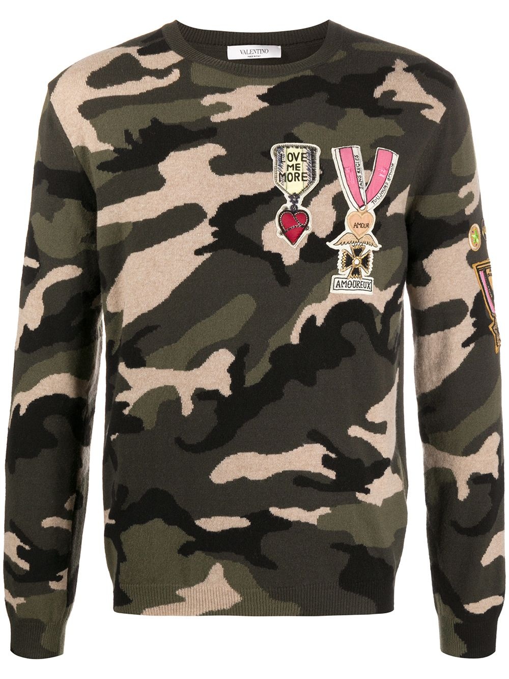 camouflage military badge embellished sweater - 1