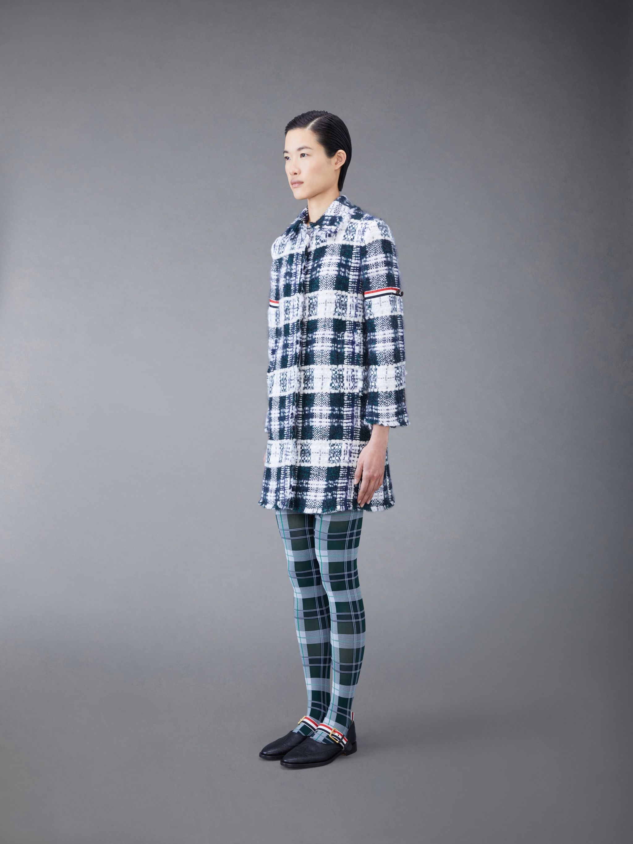 Tartan Tweed Frayed Bal Collar Dress - 2