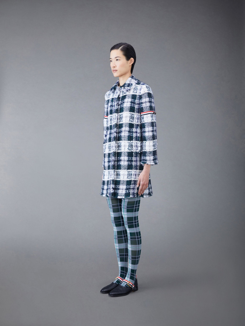 Thom Browne Tartan Tweed Frayed Bal Collar Dress outlook