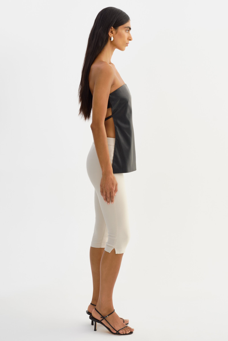 KATYA | Faux Leather Open Back Strapless Top 5