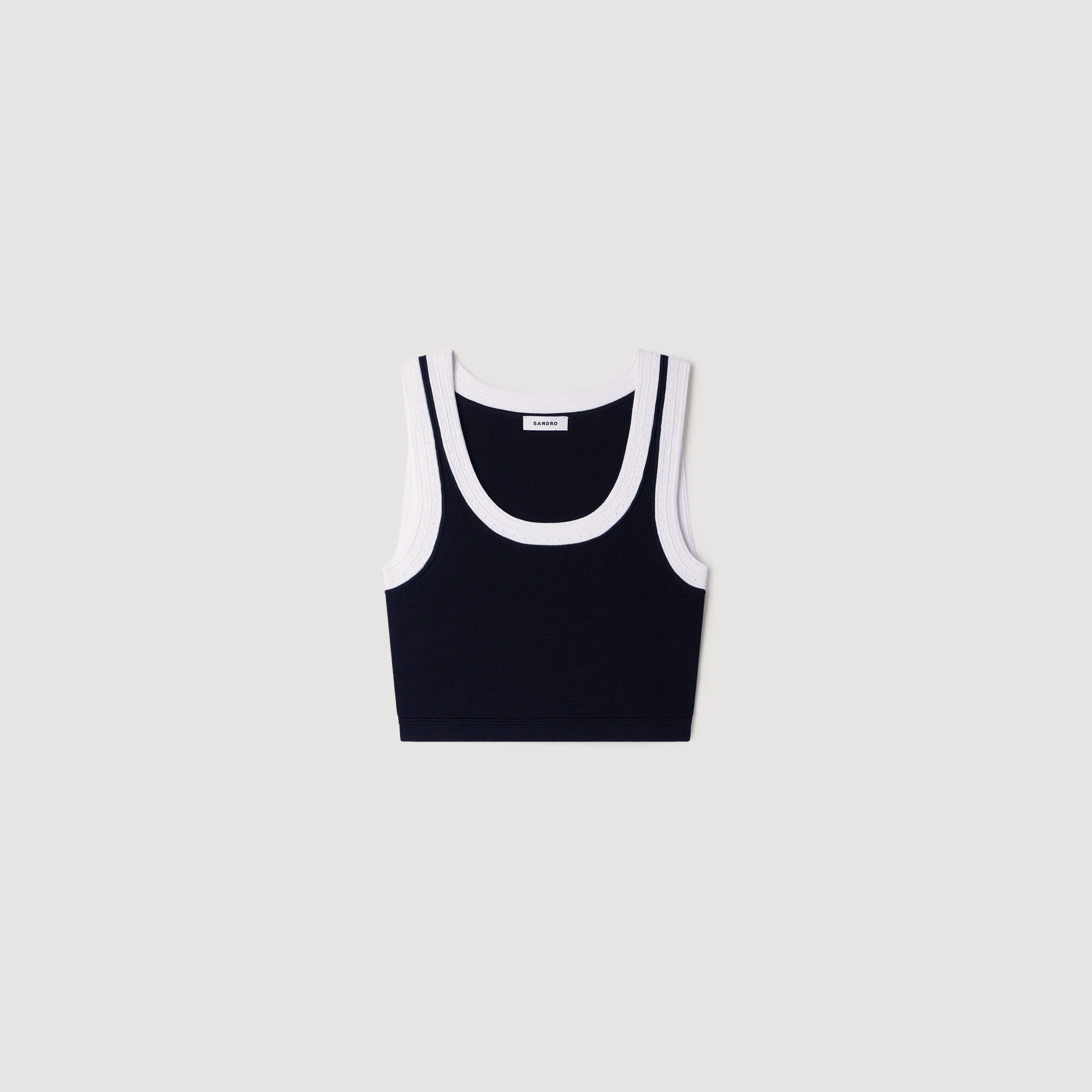 TWO-TONE CROPPED KNIT TOP - 1