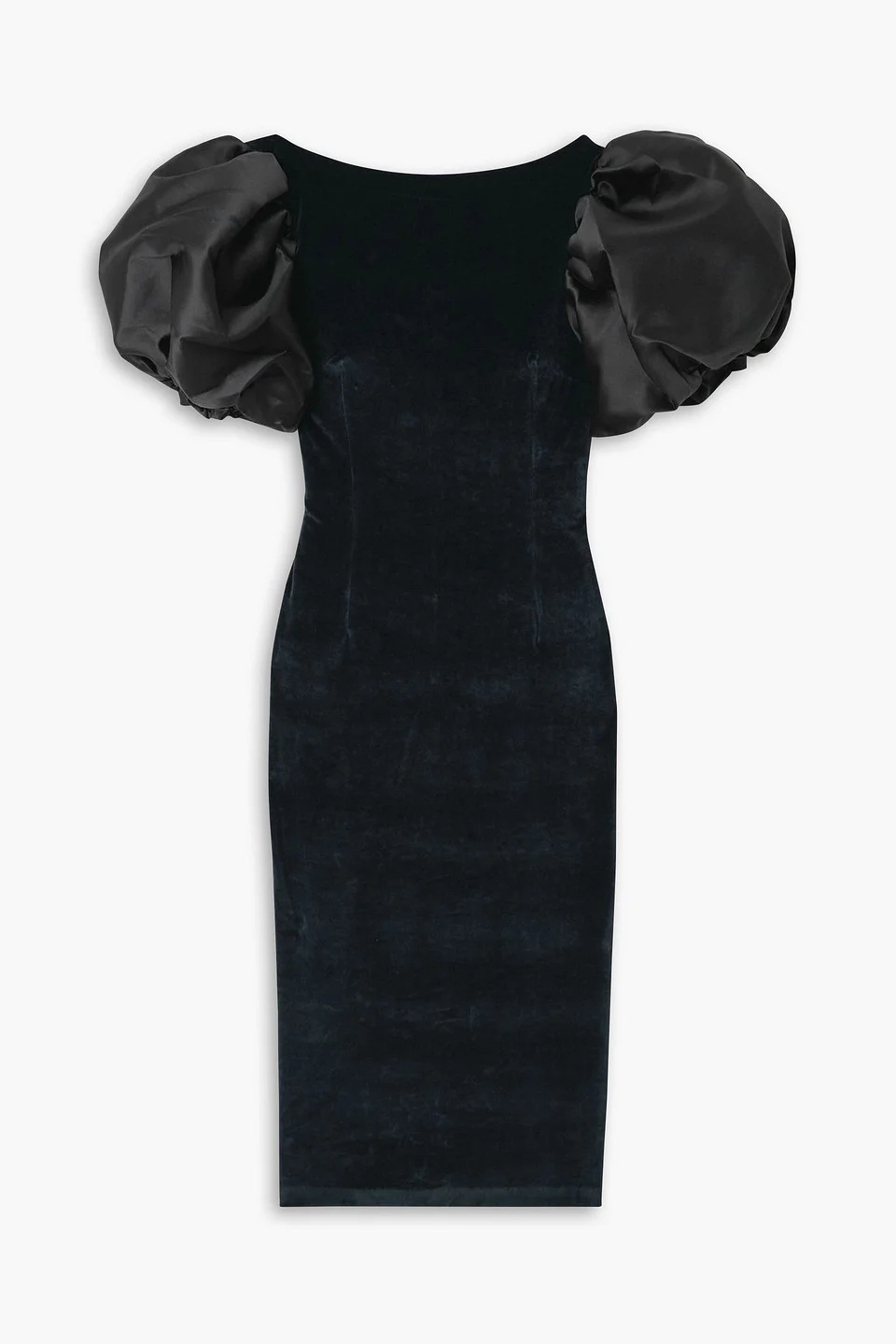 Suzanne faille-trimmed cotton-blend velvet midi dress - 1