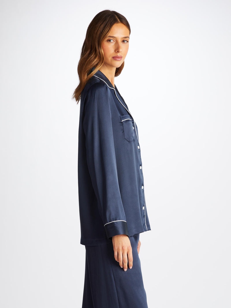 Women's Pajamas Bailey Silk Satin Navy - 5