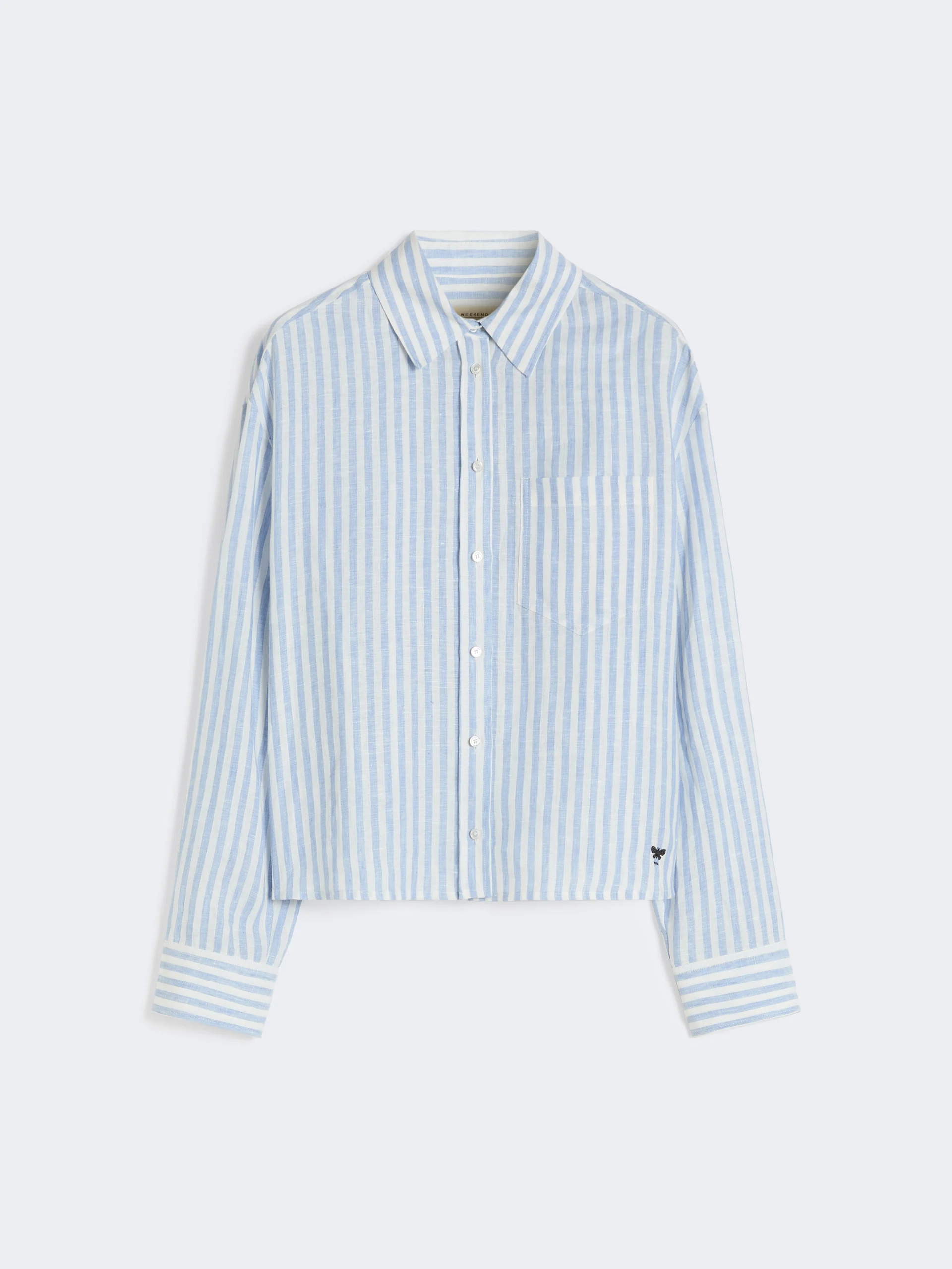 Linen canvas boxy shirt - LIGHT BLUE - 1