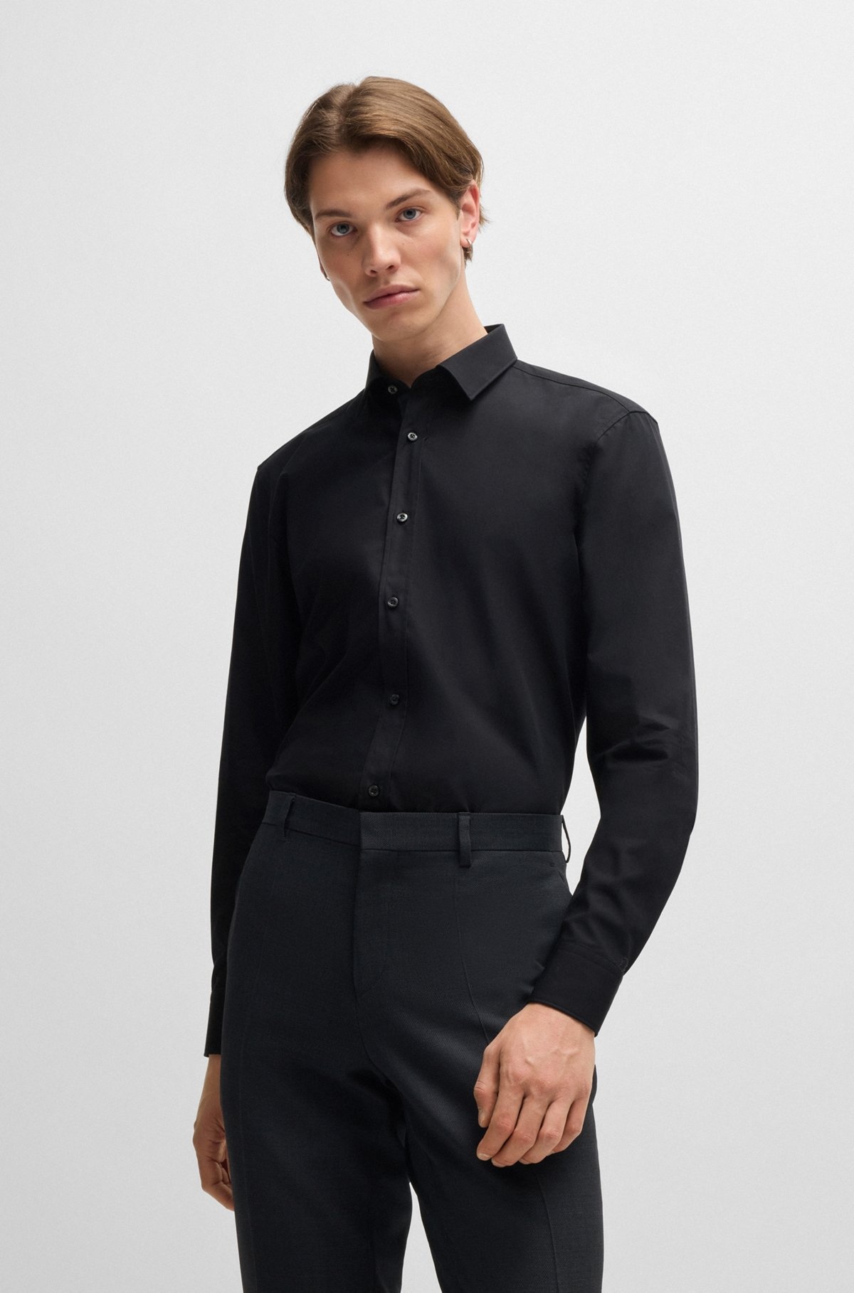 EXTRA-SLIM-FIT SHIRT IN EASY-IRON COTTON POPLIN - 2