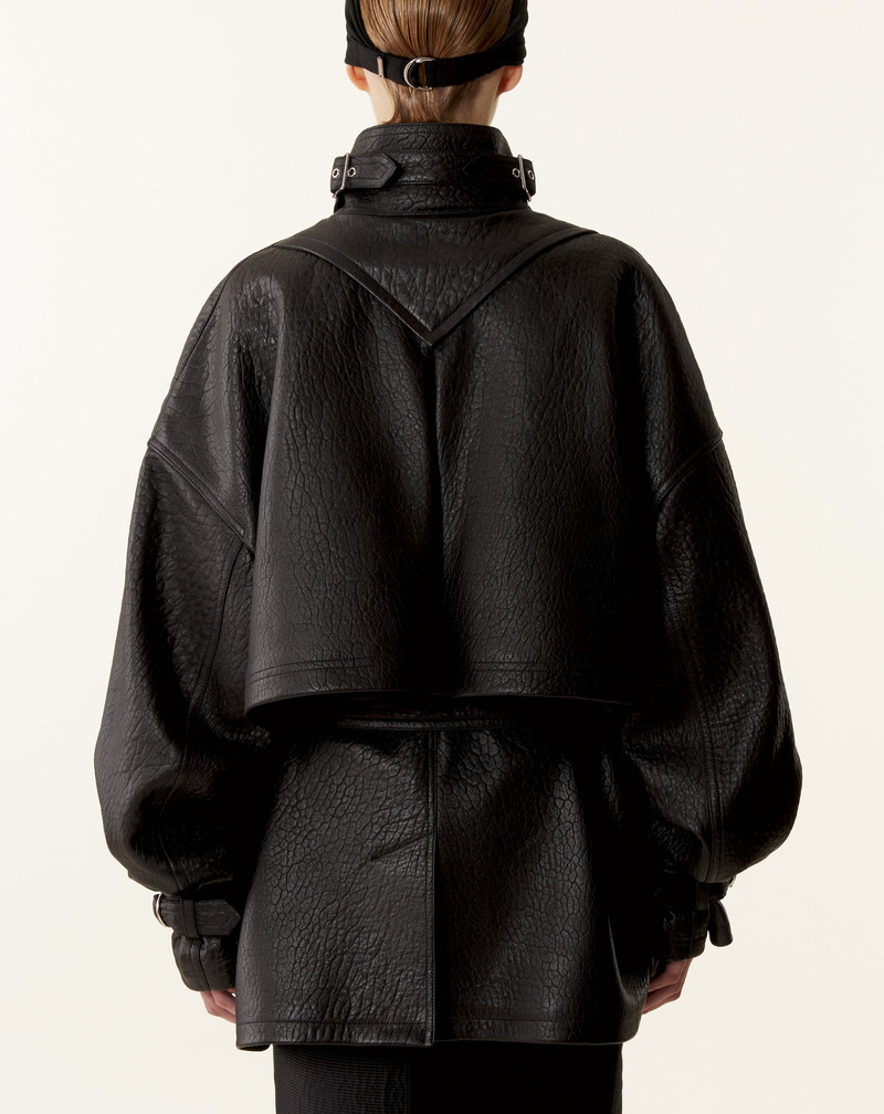 STAND COLLAR LEATHER JACKET 6