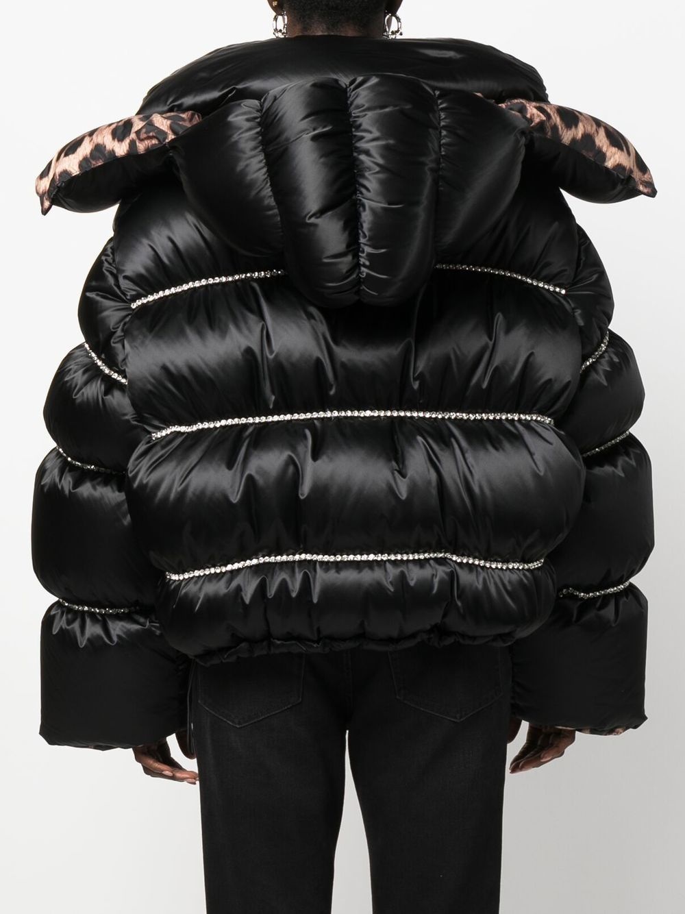 Flame embellished oversized puffer jacket - 4