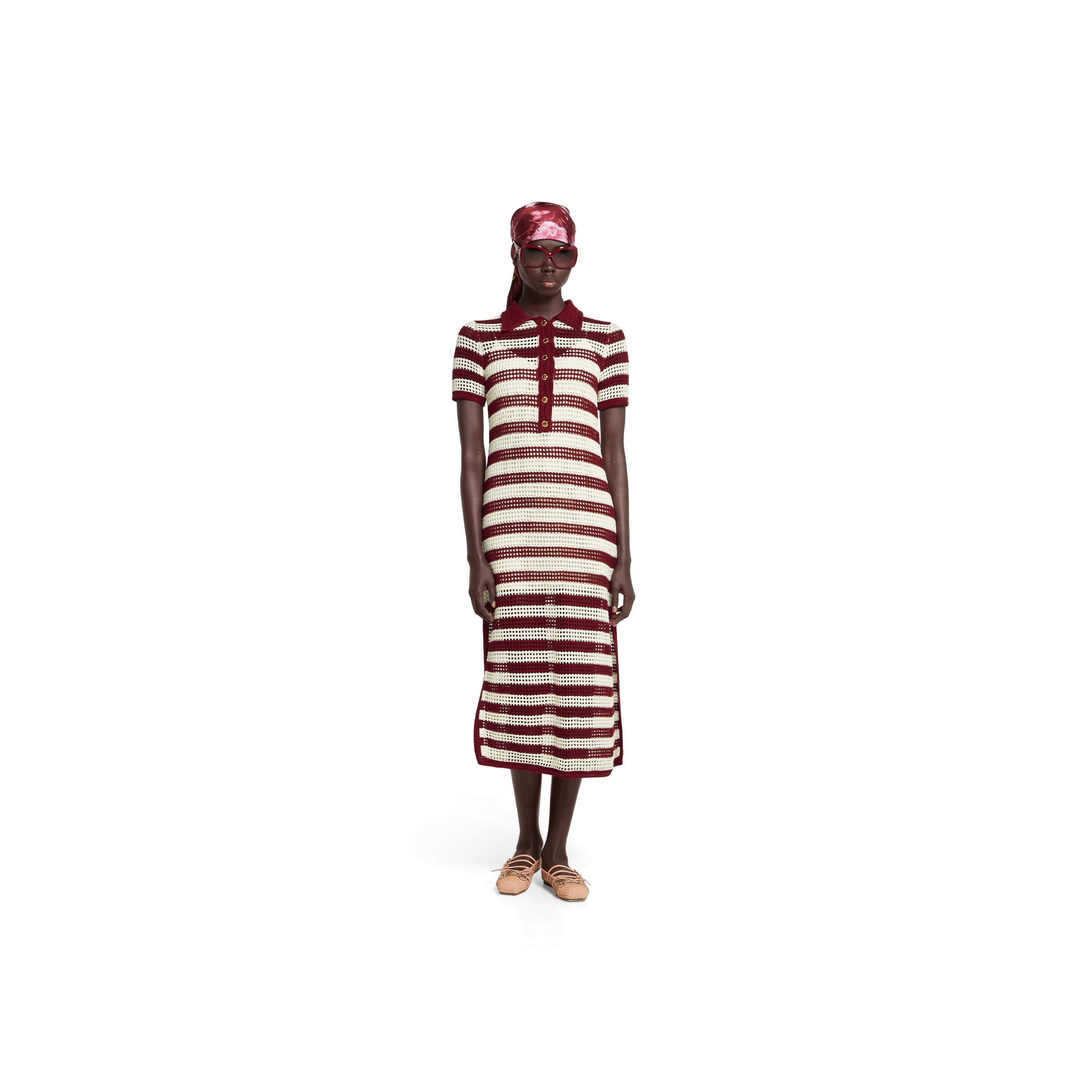 Striped cotton cable knit dress - 3