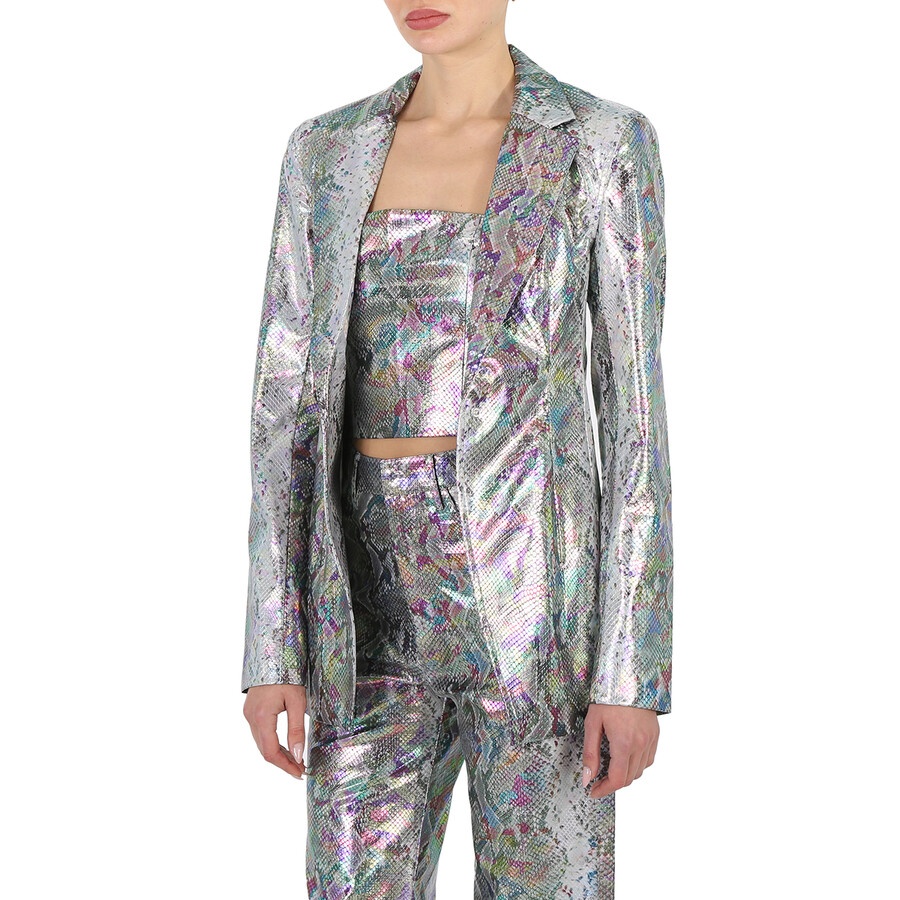 Rotate Ladies Spiced Plum Comb Snake Print Blazer - 4