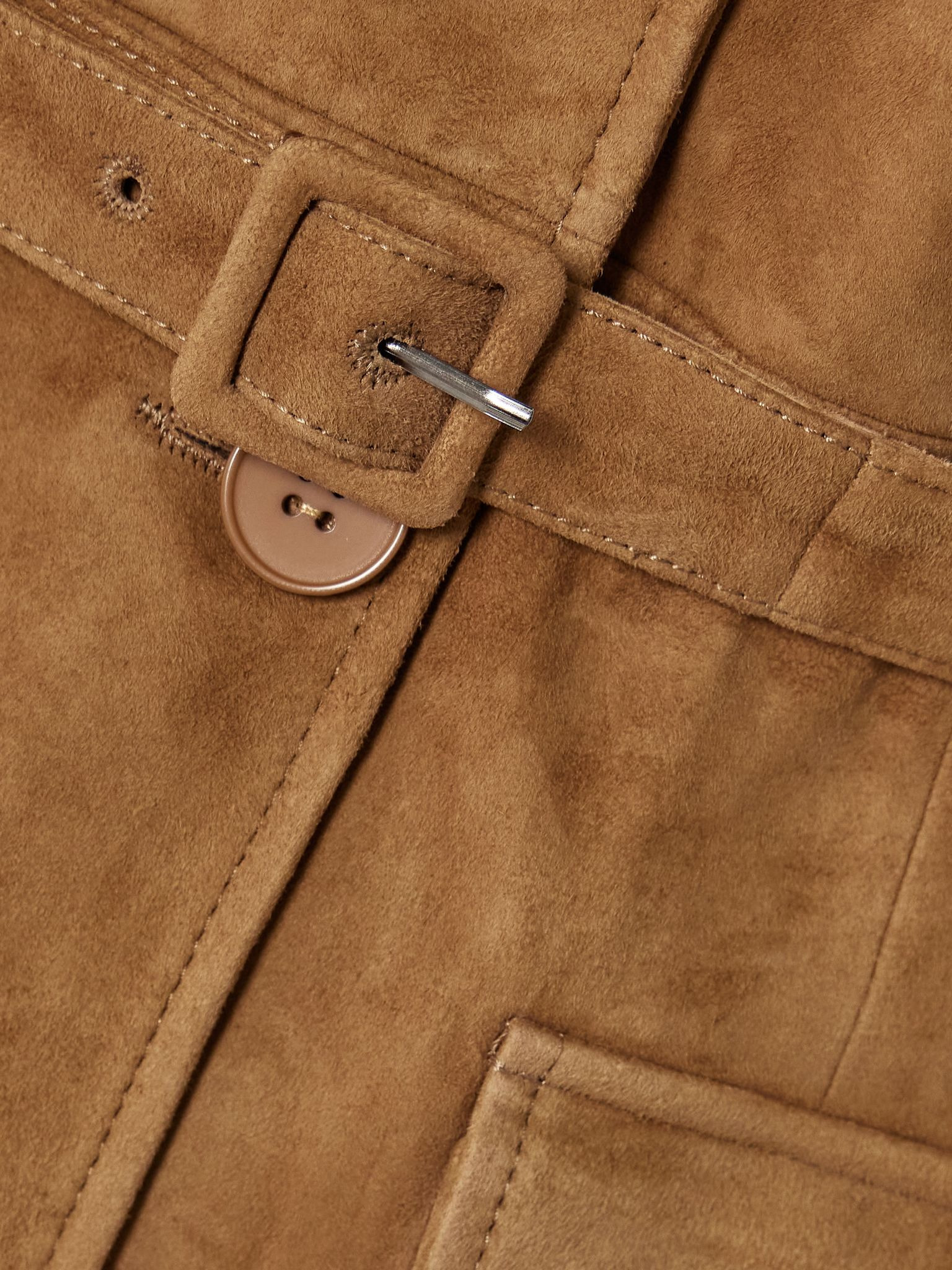 Romana belted paneled suede jacket Tan - 5