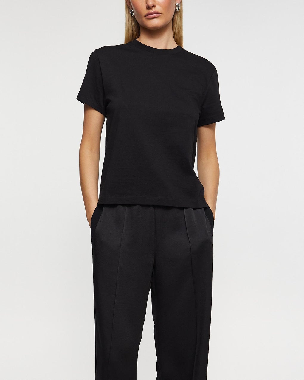 T-Shirt Pima Cotton Crew Neck Black - 2
