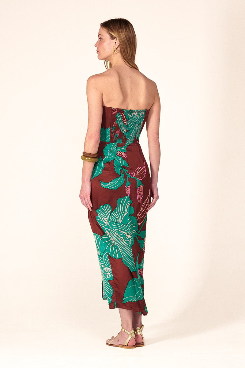 Long Dress Collina - Brown Hibiscus 4