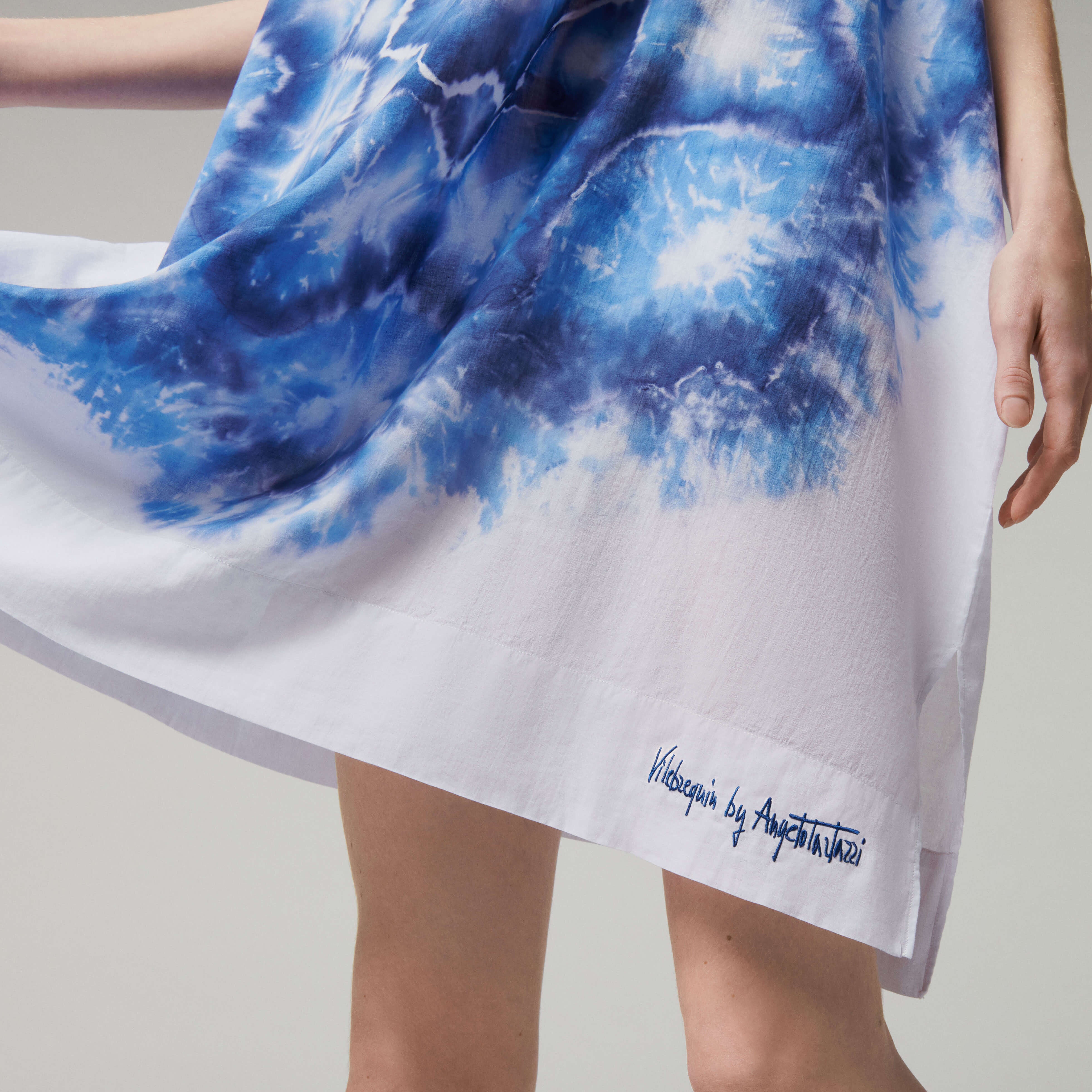 Women Organic Cotton Voile Square Dress Tie & Dye- Vilebrequin x Angelo Tarlazzi - 6