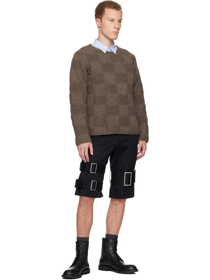 Comme des Garçons Homme Plus Black Wool Cotton Black Satin Shorts outlook