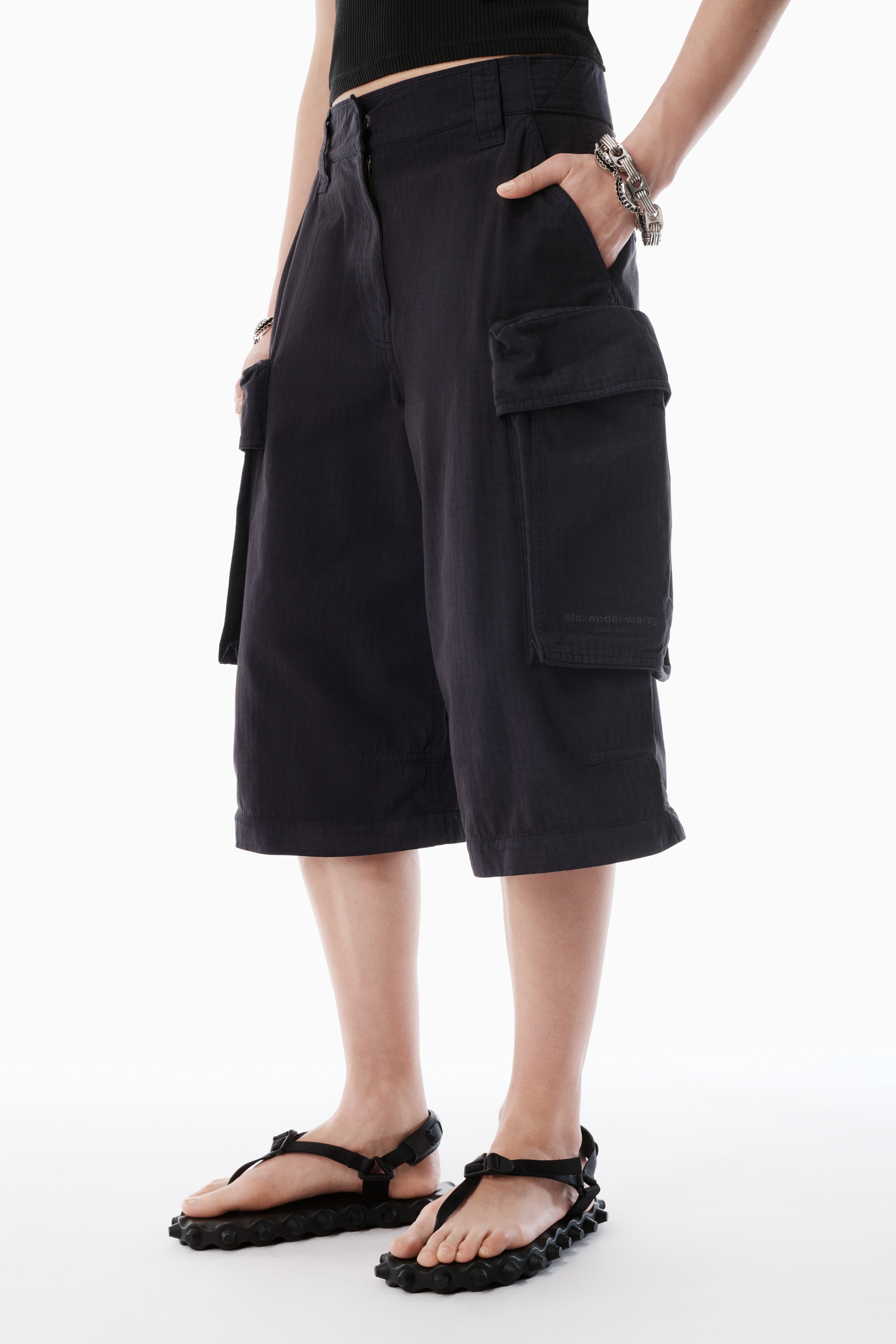 Black Oversized Cargo Pants - 3