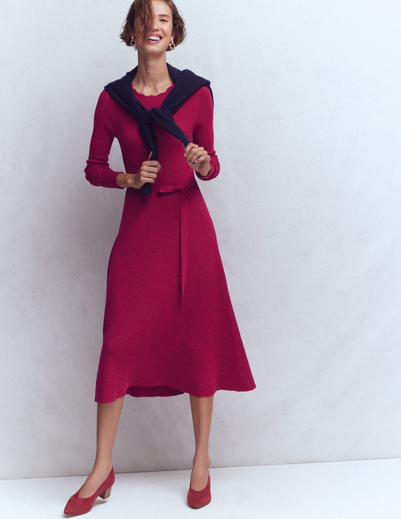 Isobel Knitted Midi Dress-Pomegranate 6