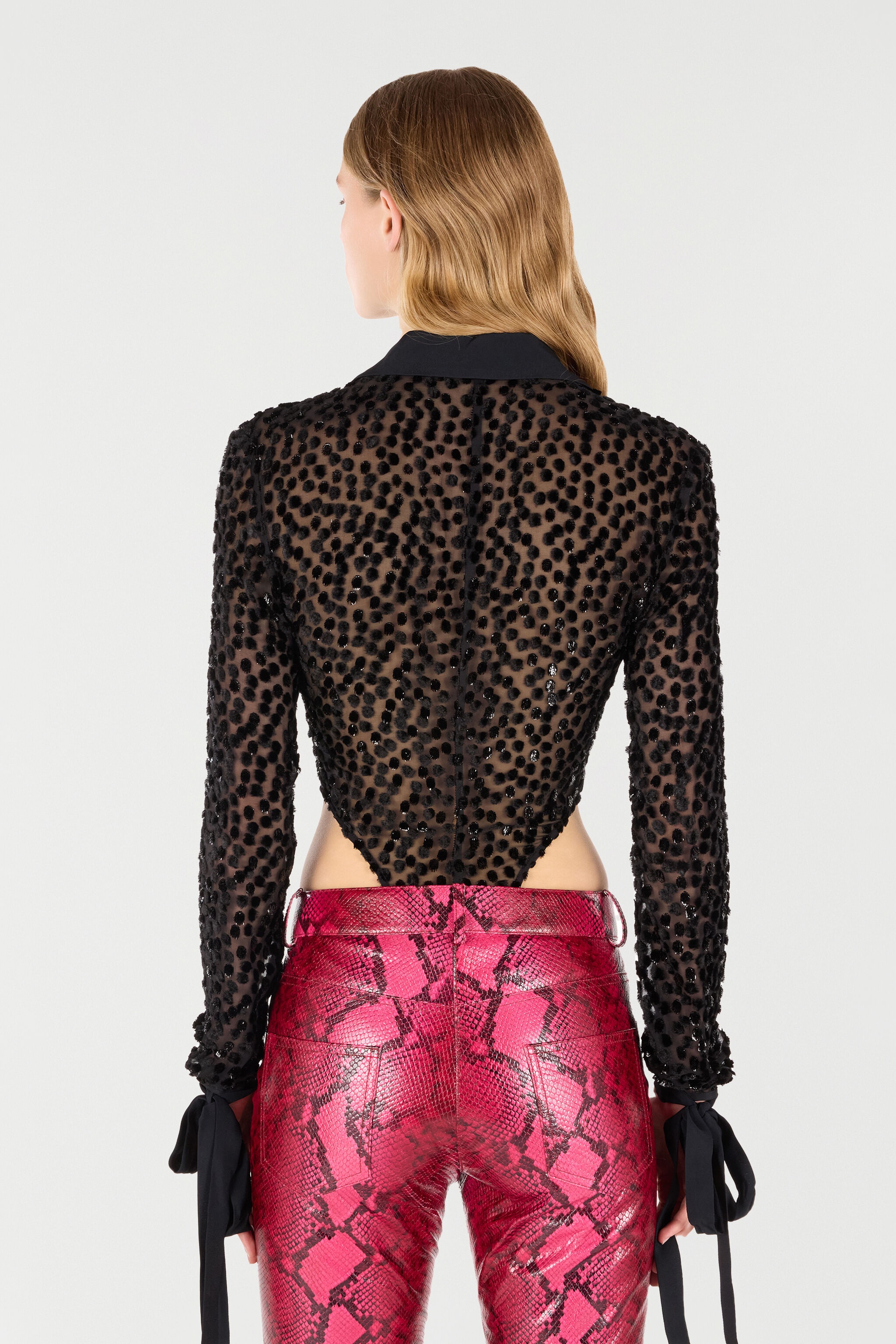 Polka-Dot Shirt-Style Bodysuit - 4