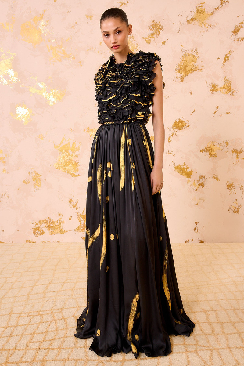 Byzantine Handpainted Silk Backless Gown 1