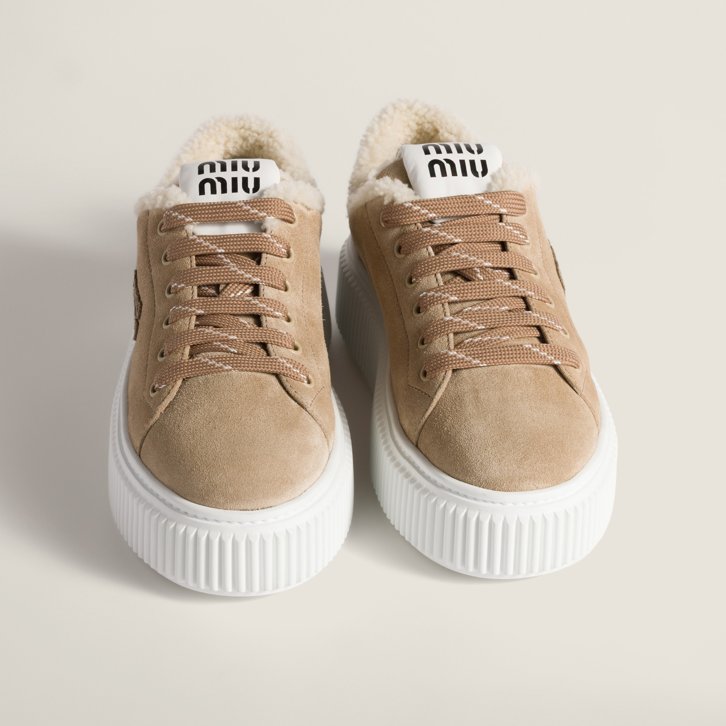 Suede and shearling sneakers - 4