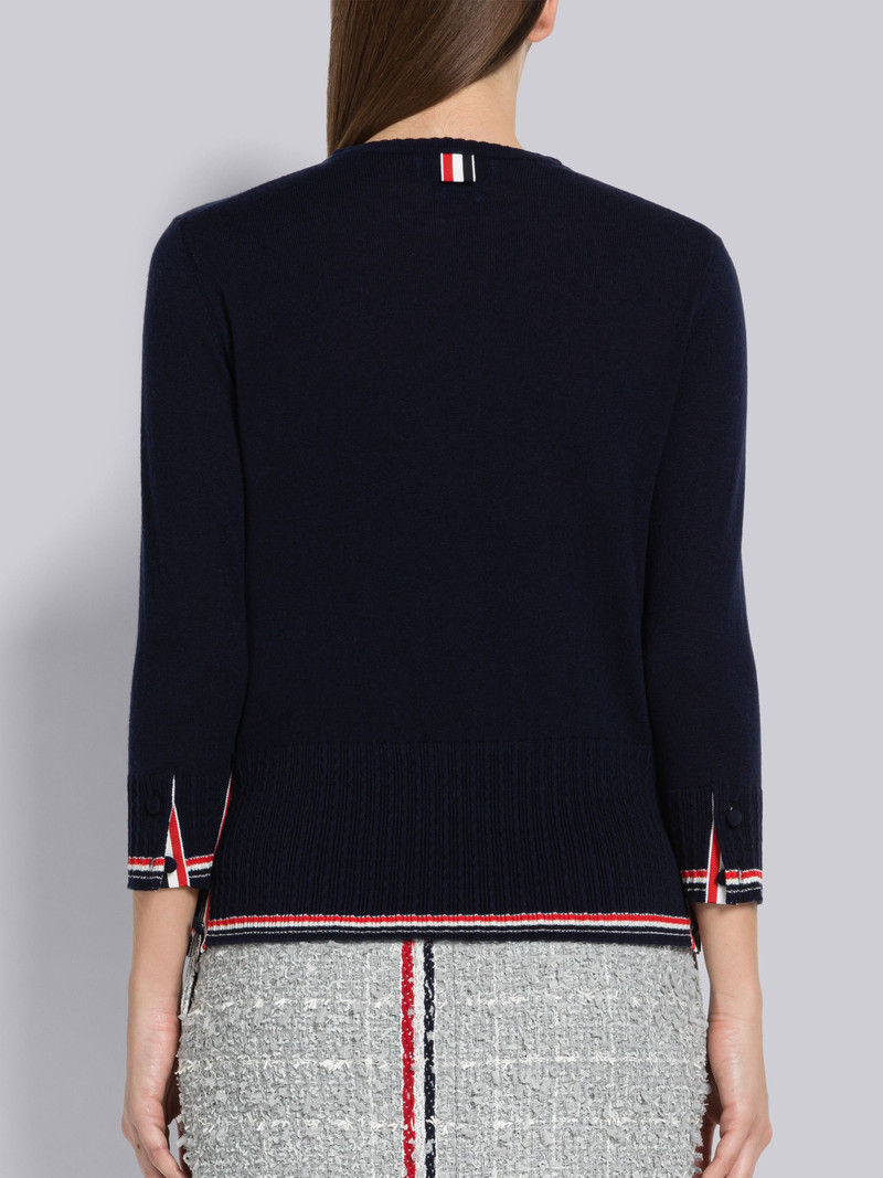 Fine Cashmere 3/4 Sleeve Tipping Pullover 3