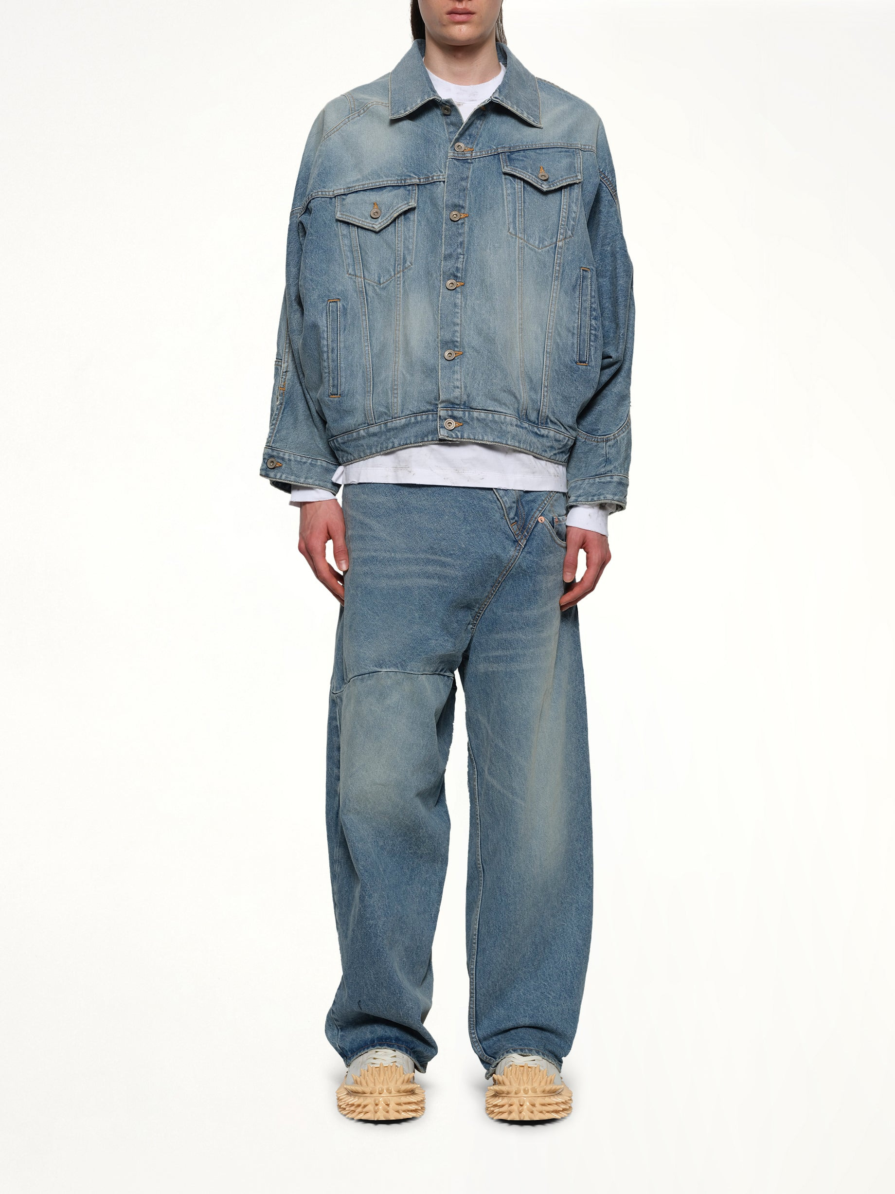 Distorted Cutting Denim Jacket in Indigo - 7